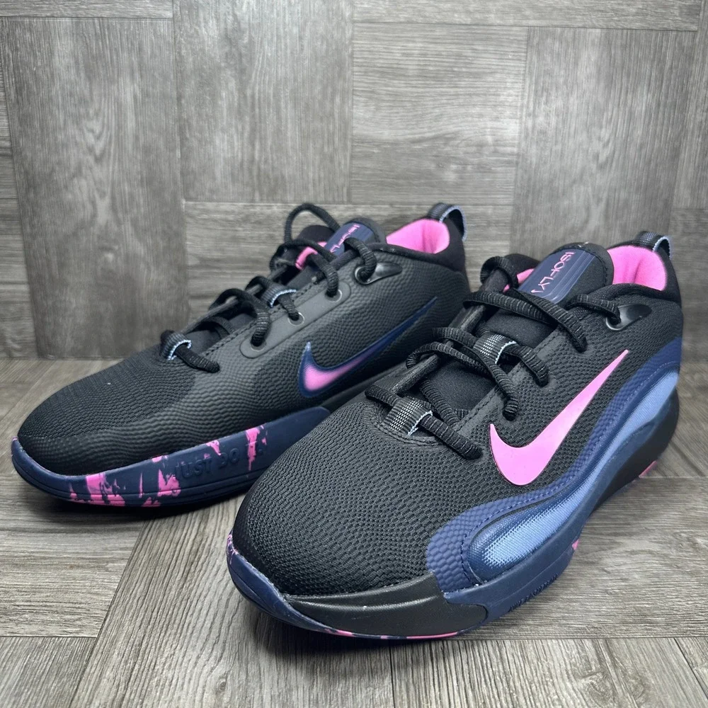 Nike Basketball Shoes 4.5Y Black Pink Navy Athletic Sneakers NEW FN4384-003